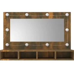 vidaXL - Spiegelkast met LED-verlichting 90x31,5x62 cm gerookt eiken