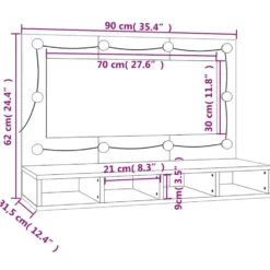 vidaXL - Spiegelkast met LED-verlichting 90x31,5x62 cm gerookt eiken