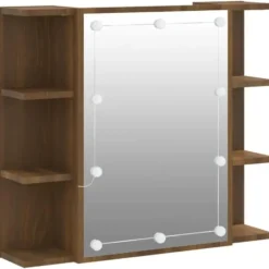 vidaXL - Spiegelkast met LED-verlichting 70x16,5x60 cm bruin eikenkleur