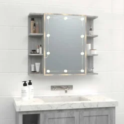 vidaXL - Spiegelkast met LED-verlichting 70x16,5x60 cm grijs sonoma