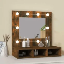 vidaXL - Spiegelkast met LED-verlichting 60x31,5x62 cm gerookt eiken