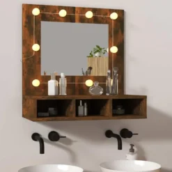 vidaXL - Spiegelkast met LED-verlichting 60x31,5x62 cm gerookt eiken