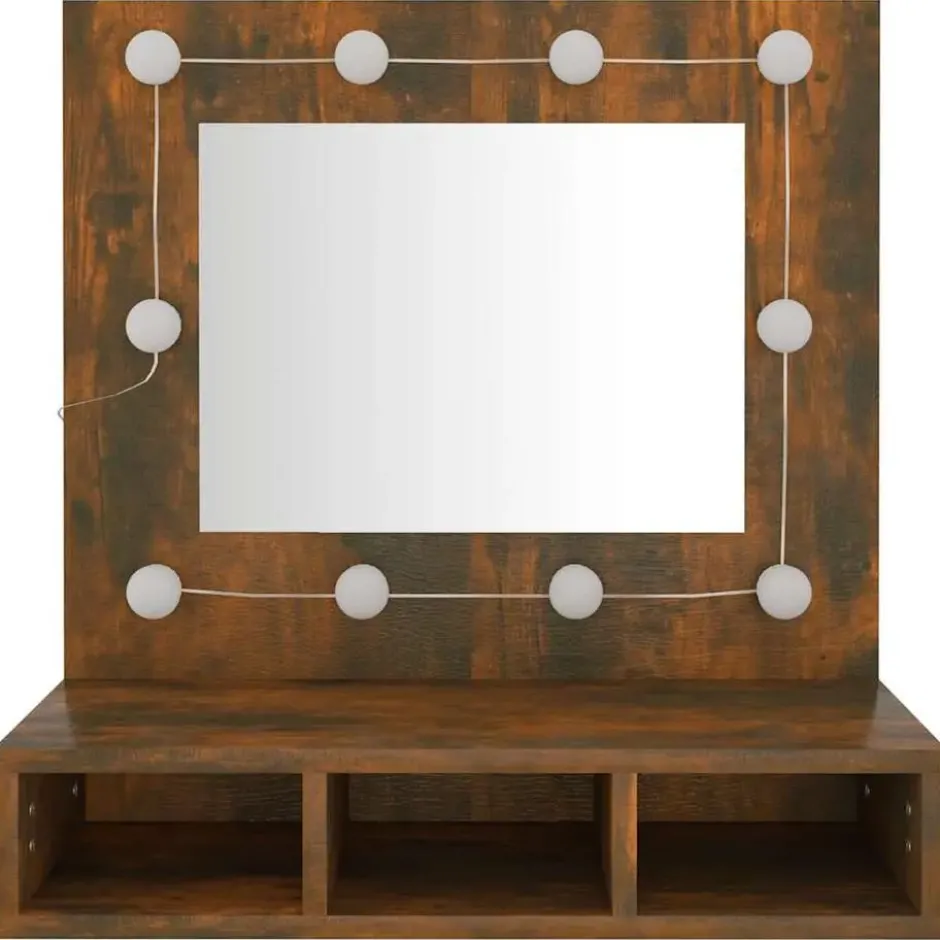 vidaXL - Spiegelkast met LED-verlichting 60x31,5x62 cm gerookt eiken