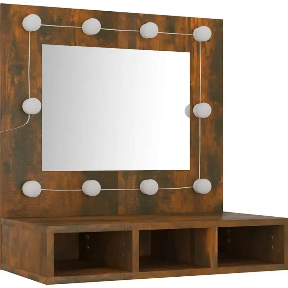 vidaXL - Spiegelkast met LED-verlichting 60x31,5x62 cm gerookt eiken