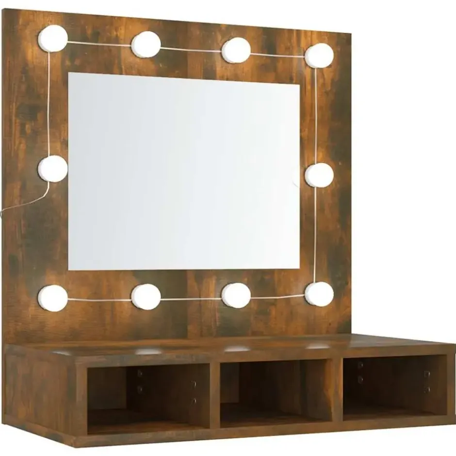 vidaXL - Spiegelkast met LED-verlichting 60x31,5x62 cm gerookt eiken