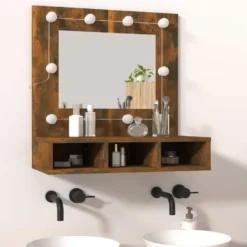 vidaXL - Spiegelkast met LED-verlichting 60x31,5x62 cm gerookt eiken