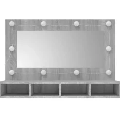 vidaXL - Spiegelkast met LED-verlichting 90x31,5x62 cm grijs sonoma
