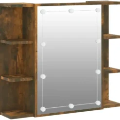 vidaXL - Spiegelkast met LED-verlichting 70x16,5x60 cm gerookt eiken