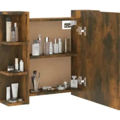 vidaXL - Spiegelkast met LED-verlichting 70x16,5x60 cm gerookt eiken