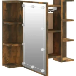 vidaXL - Spiegelkast met LED-verlichting 70x16,5x60 cm gerookt eiken