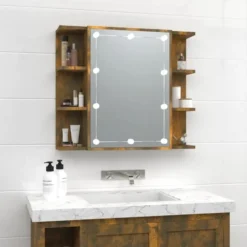 vidaXL - Spiegelkast met LED-verlichting 70x16,5x60 cm gerookt eiken