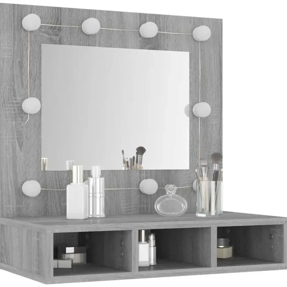 vidaXL - Spiegelkast met LED-verlichting 60x31,5x62 cm grijs sonoma