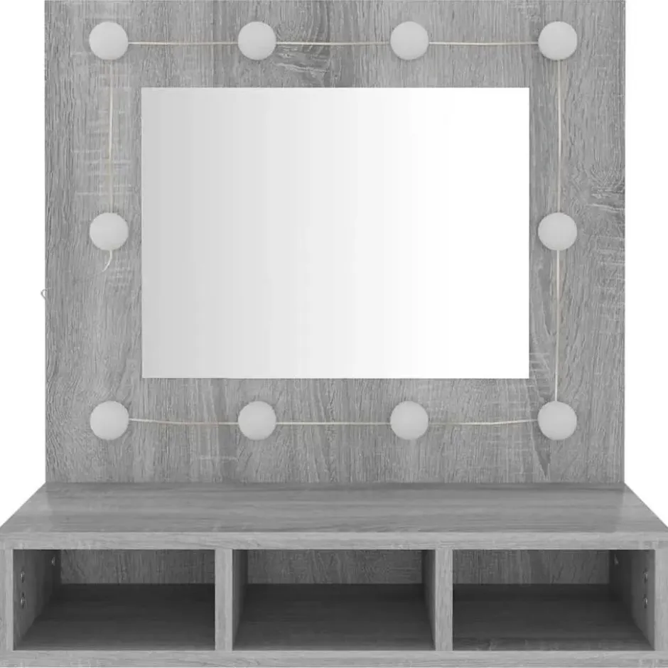 vidaXL - Spiegelkast met LED-verlichting 60x31,5x62 cm grijs sonoma