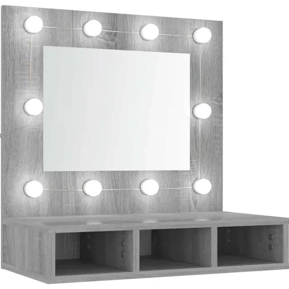 vidaXL - Spiegelkast met LED-verlichting 60x31,5x62 cm grijs sonoma