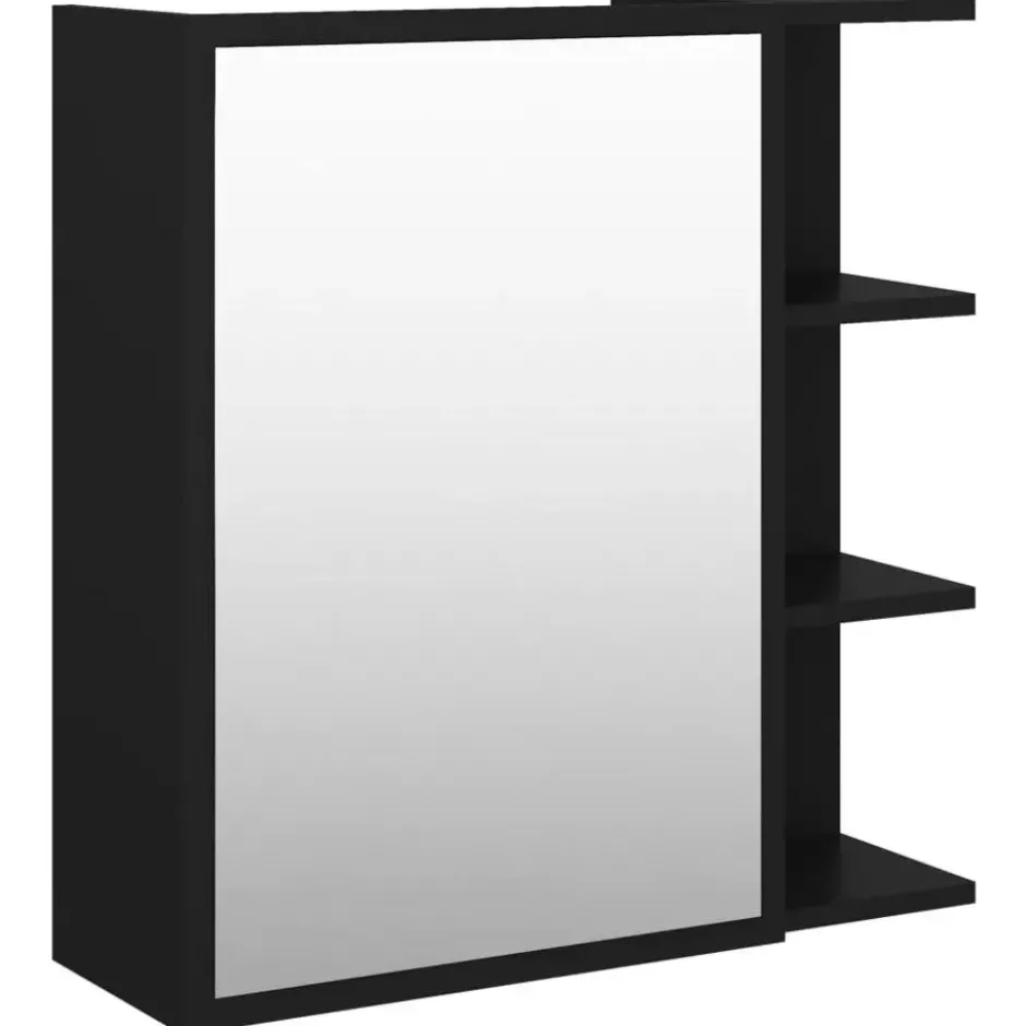 vidaXL - Spiegelkast - Zwart - Bewerkt hout
