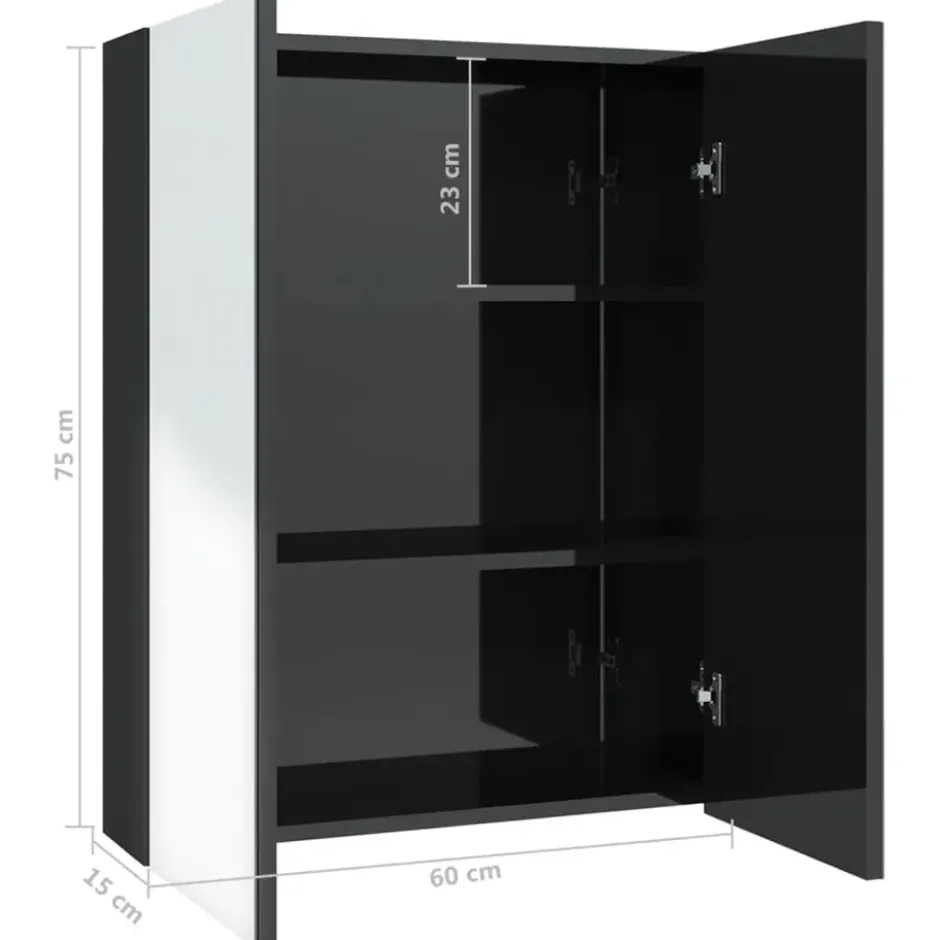 vidaXL - Spiegelkast - Zwart - MDF