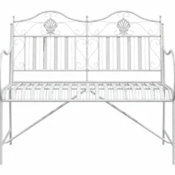 vidaXL - Staal Tuinbank - Wit - 103,5x59x89 cm