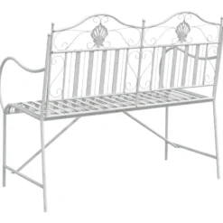 vidaXL - Staal Tuinbank - Wit - 103,5x59x89 cm