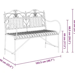 vidaXL - Staal Tuinbank - Wit - 103,5x59x89 cm