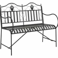 vidaXL - Staal Tuinbank - Zwart - 103,5x59x89 cm