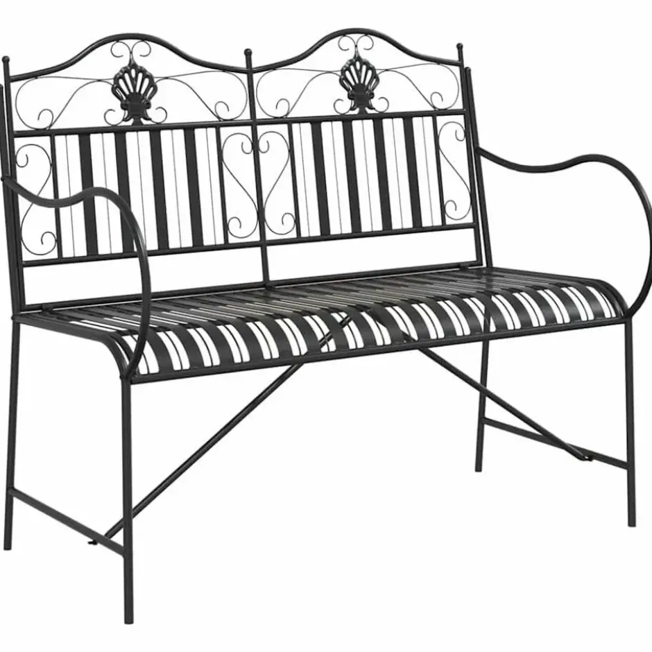 vidaXL - Staal Tuinbank - Zwart - 103,5x59x89 cm