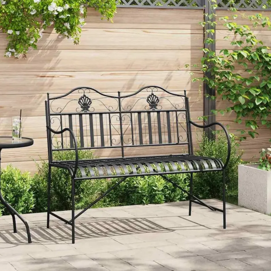 vidaXL - Staal Tuinbank - Zwart - 103,5x59x89 cm