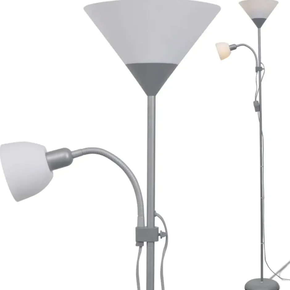vidaXL - Staande Lamp - Grijs - Staal