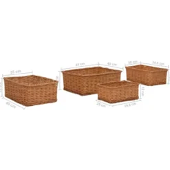 vidaXL - Stapelbare Mandenset - Bruin - Riet