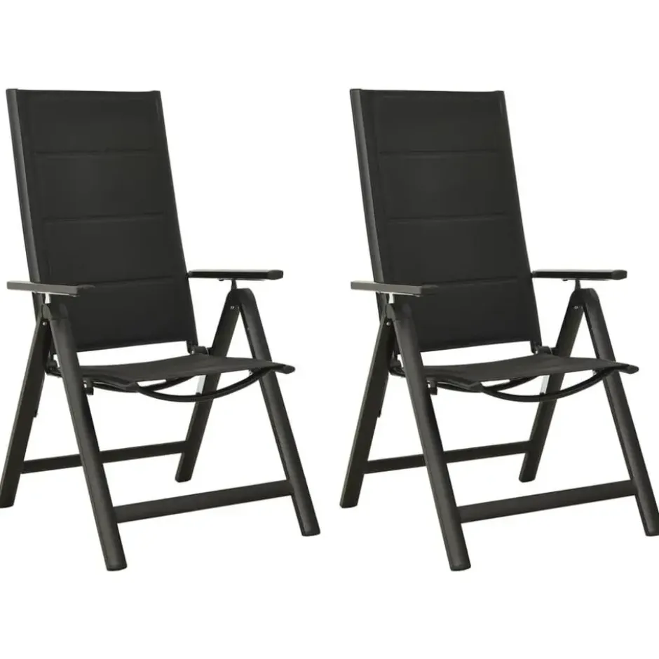 vidaXL - Stapelbare Stoel - Zwart - Aluminium - 2 stuks