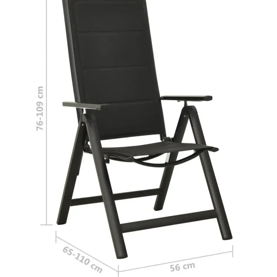 vidaXL - Stapelbare Stoel - Zwart - Aluminium - 2 stuks