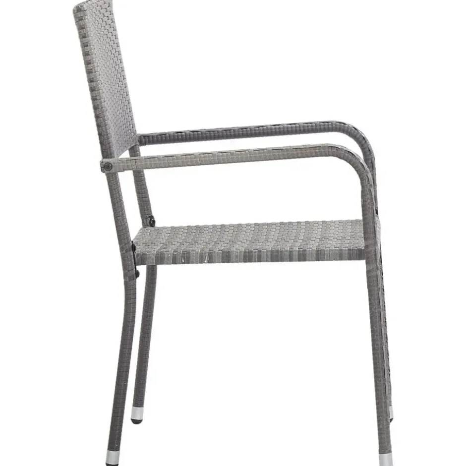 vidaXL - Stapelstoelen - Grijs - Poly rattan - 2 stuks