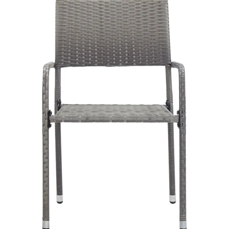 vidaXL - Stapelstoelen - Grijs - Poly rattan - 2 stuks