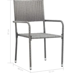 vidaXL - Stapelstoelen - Grijs - Poly rattan - 2 stuks