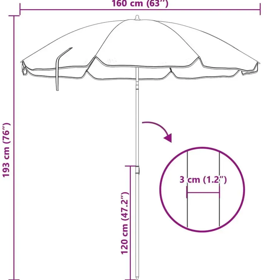 vidaXL - Strandparasol - Blauw - Polyester
