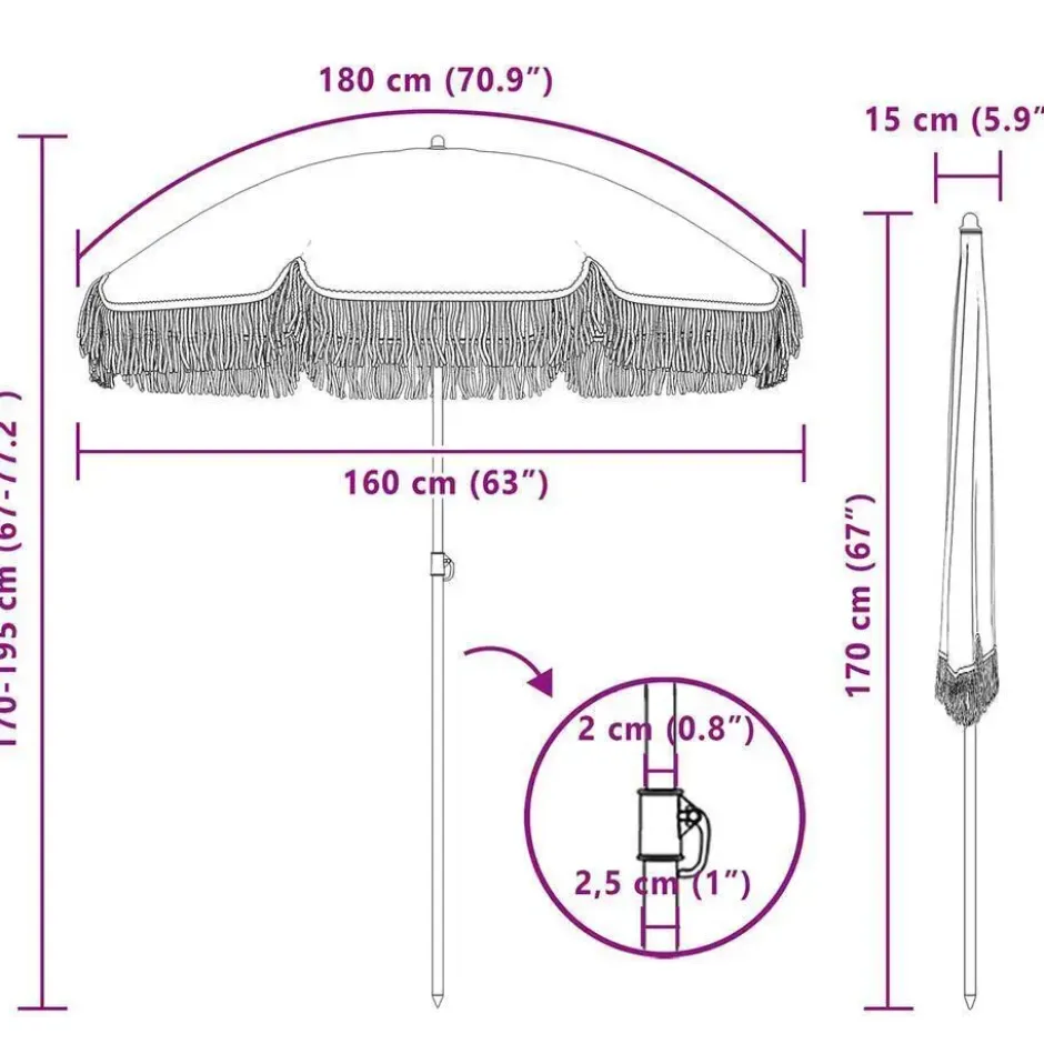 vidaXL - Strandparasol - Grijs - Polyester