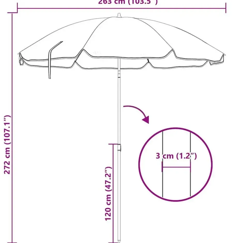 vidaXL - Strandparasol - Meerkleurig - Polyester