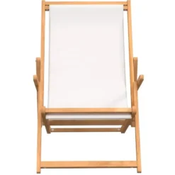 vidaXL - Strandstoel - Crème - Teakhout - Inklapbaar