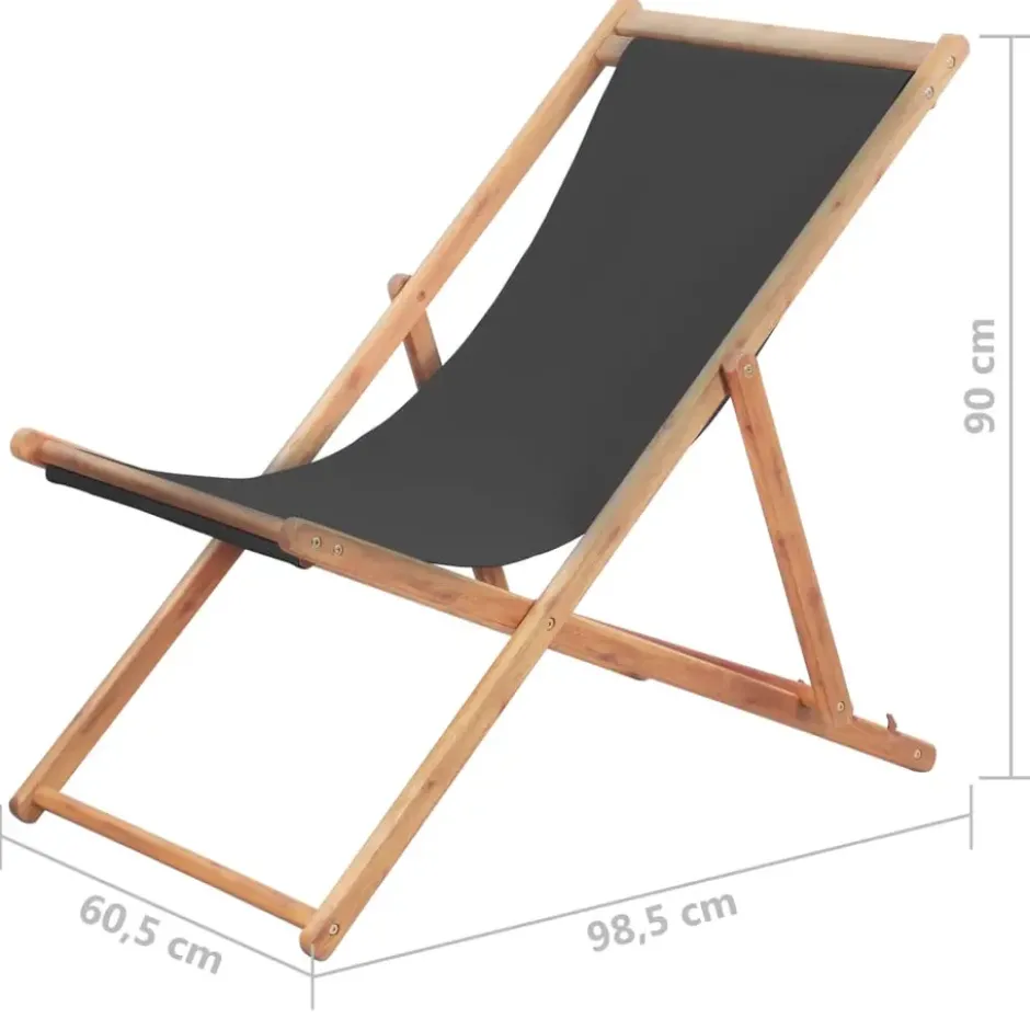 vidaXL - Strandstoel - Grijs - Stof