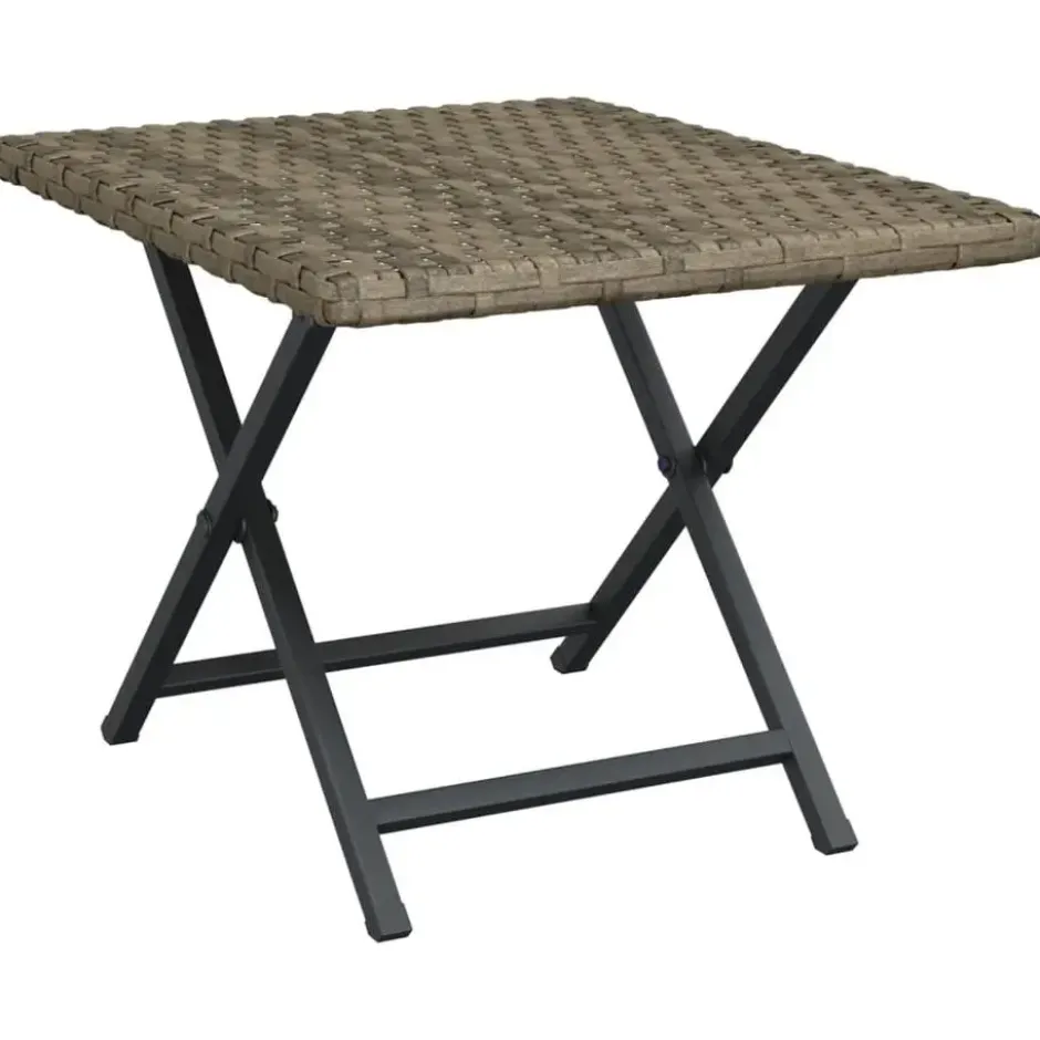 vidaXL - Tafel inklapbaar - Grijs - Poly rattan - 45x35x32 cm