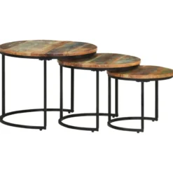vidaXL - Tafeltje - Bruin - Gerecycled hout - Ø 40 x 34 cm - 3 stuks