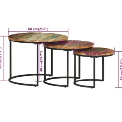 vidaXL - Tafeltje - Bruin - Gerecycled hout - Ø 40 x 34 cm - 3 stuks