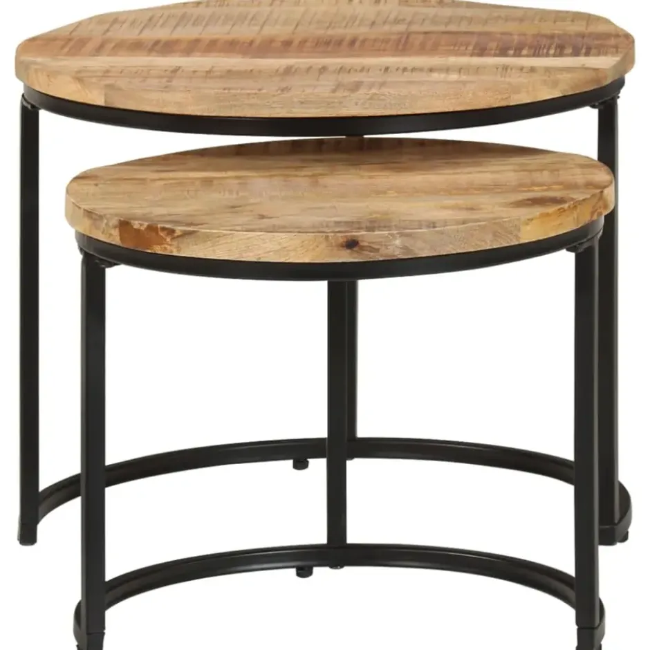 vidaXL - Tafeltje - Bruin - Hout - Ø 40 x 34 cm - 2 stuks