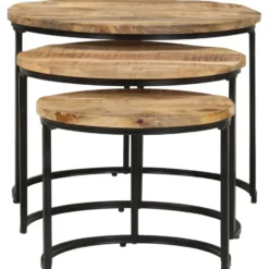 vidaXL - Tafeltje - Bruin - Hout - Ø 40 x 34 cm - 3 stuks
