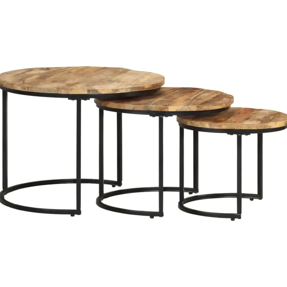 vidaXL - Tafeltje - Bruin - Hout - Ø 40 x 34 cm - 3 stuks
