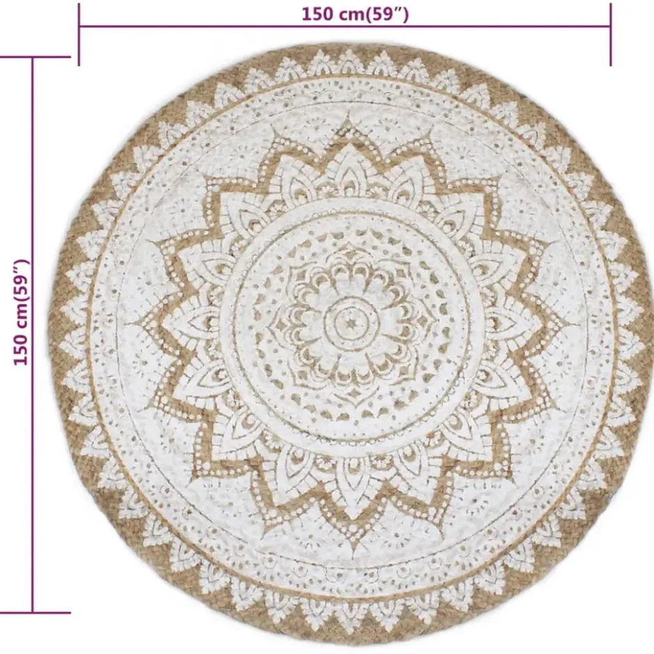 vidaXL - Tapijt - Beige - Jute - 150 cm