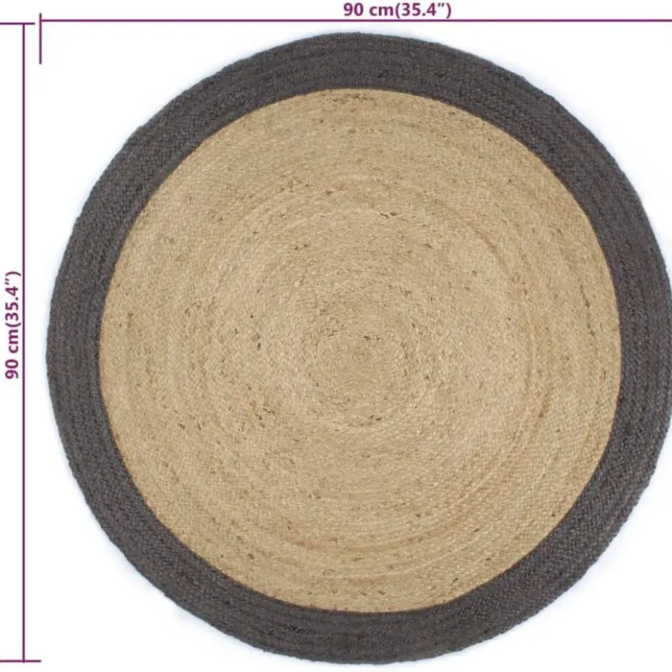 vidaXL - Tapijt - Grijs - Jute - 90 cm