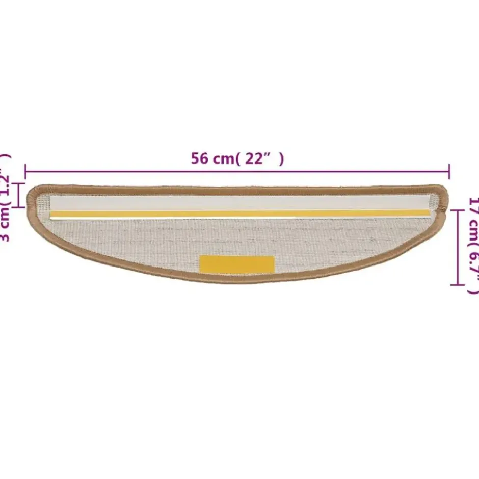 vidaXL - Tapijt Traptrede - Beige - Polypropyleen