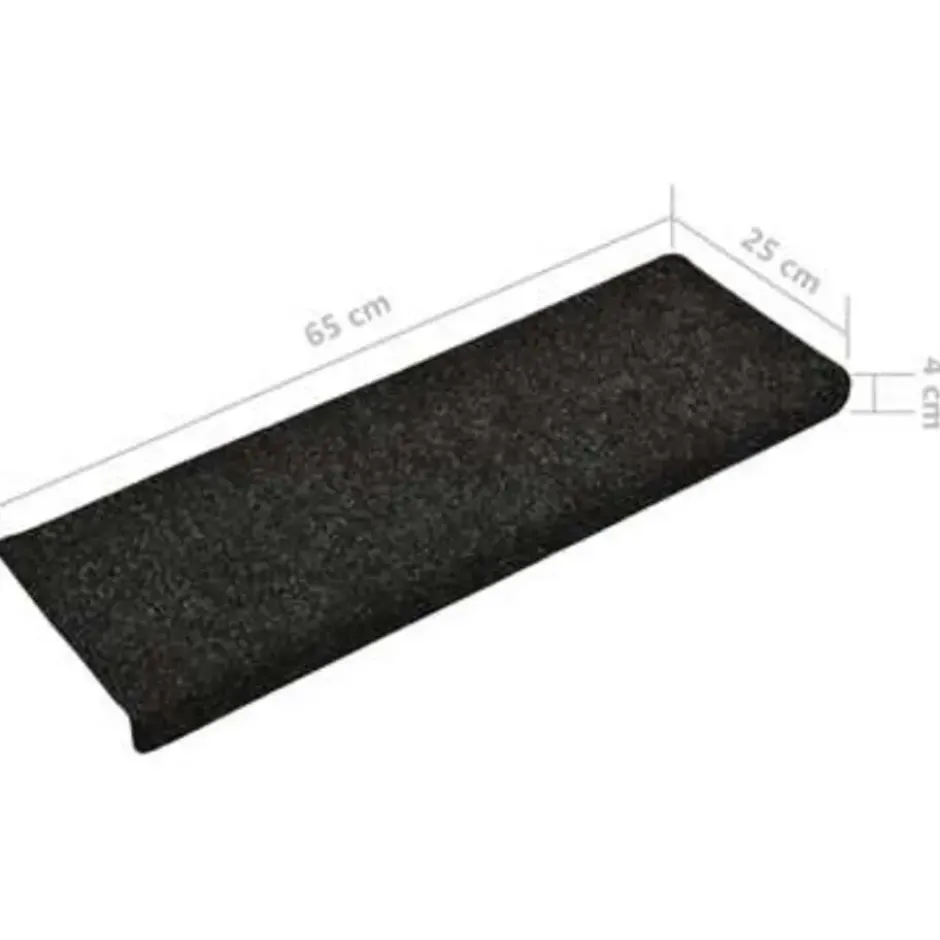 vidaXL - Tapijt Traptrede - Zwart - Polypropyleen - 15 stuks