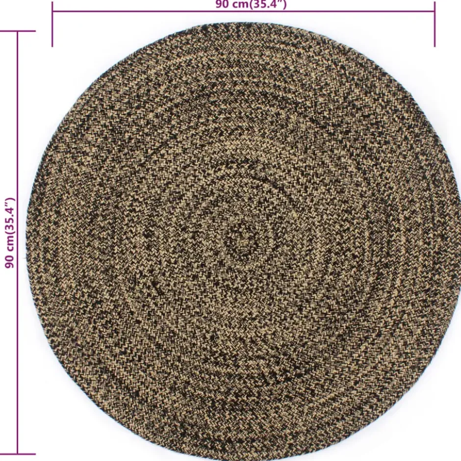 vidaXL - Tapijt - Zwart - Jute