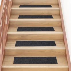 vidaXL - Trapmat - Donkergrijs - Polypropyleen - 76 x 20 cm - 15 stuks